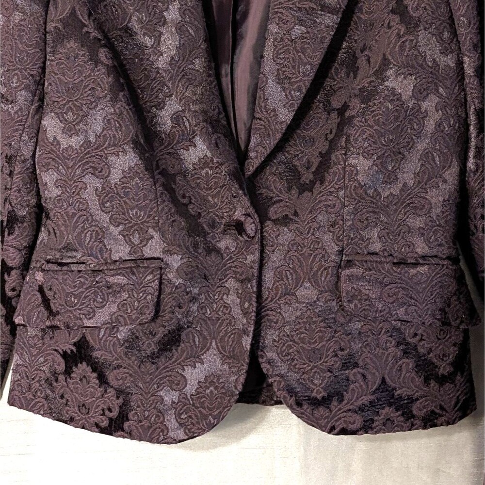 Apostrophe Women's Size 4 Brocade Satin Blazer Purple Whimsygoth Day to Evening - Picture 10 of 16